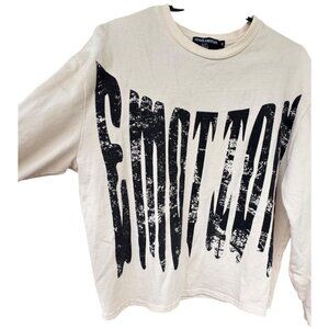 Mixed Emotion Cream Graphic Long Sleeve Shirt Medium Emotion Print